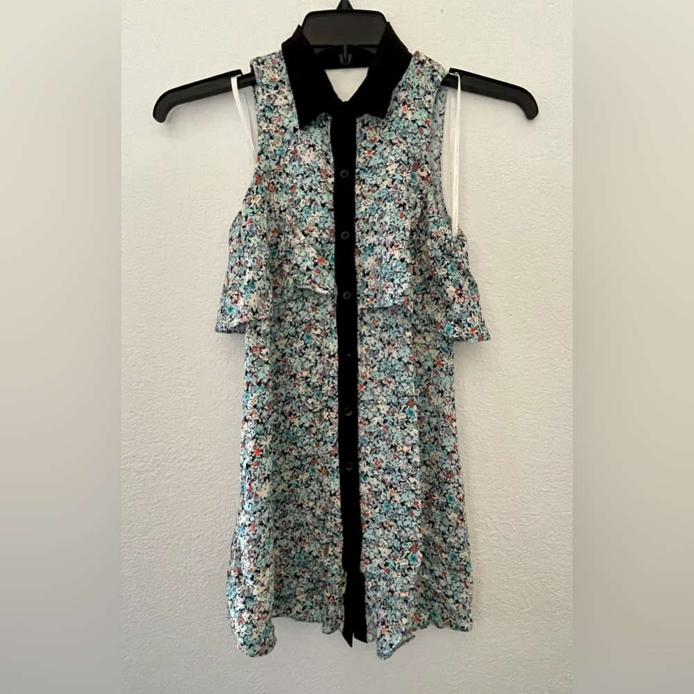 BCBGeneration Halter Style Floral Sundress Color Aqua Foam  Size XXS